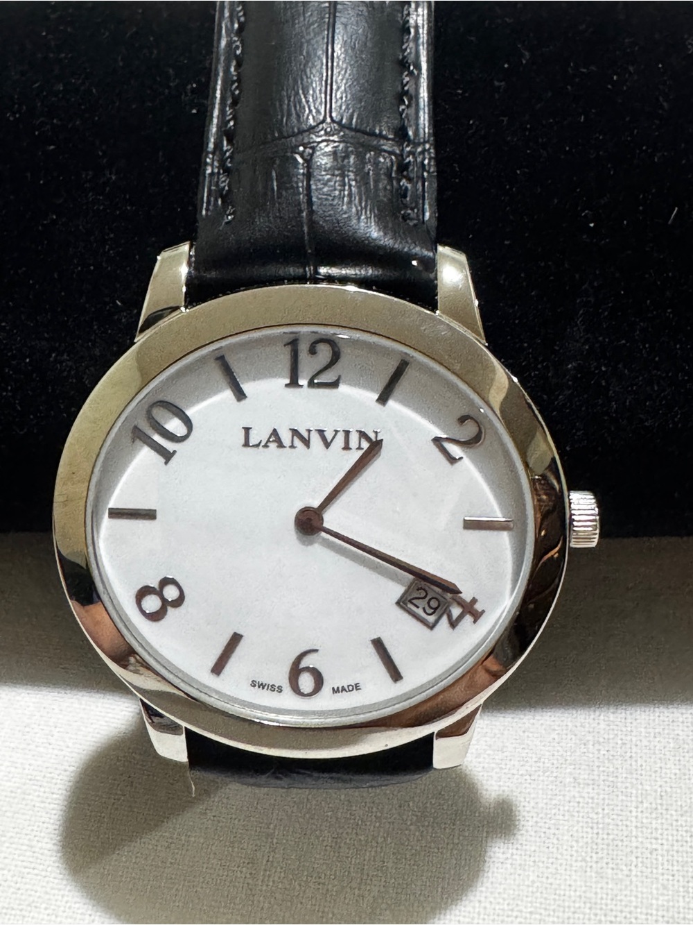 🇫🇷 Rare! LANVIN WATCH! White Dial with Black Strap Unisex